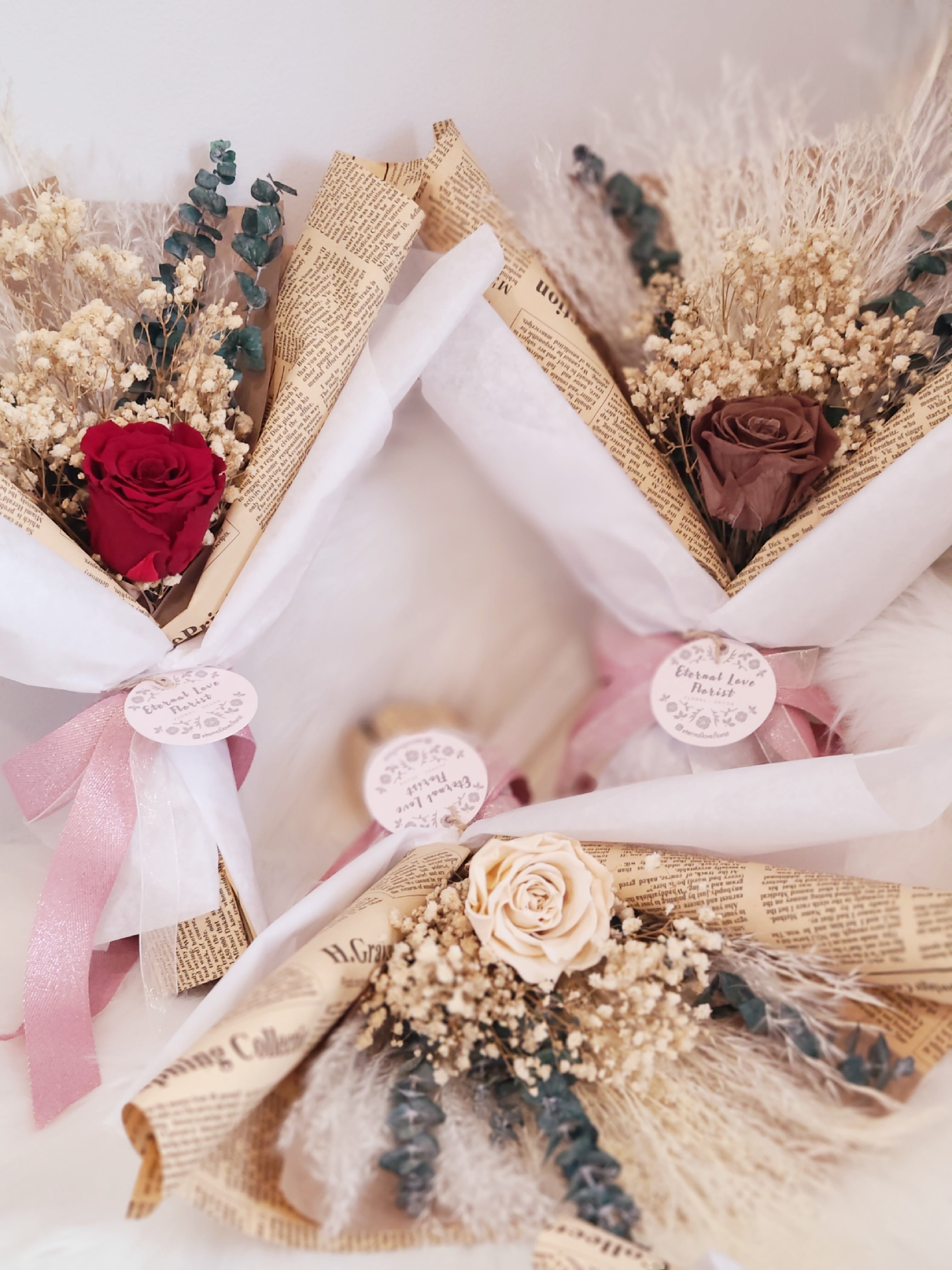 Preserved Rose & Dried Flower Bouquet