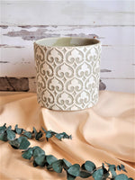 Load image into Gallery viewer, CEMENT FLOWER PLANTER WITH DECORATIVE DESIGN
