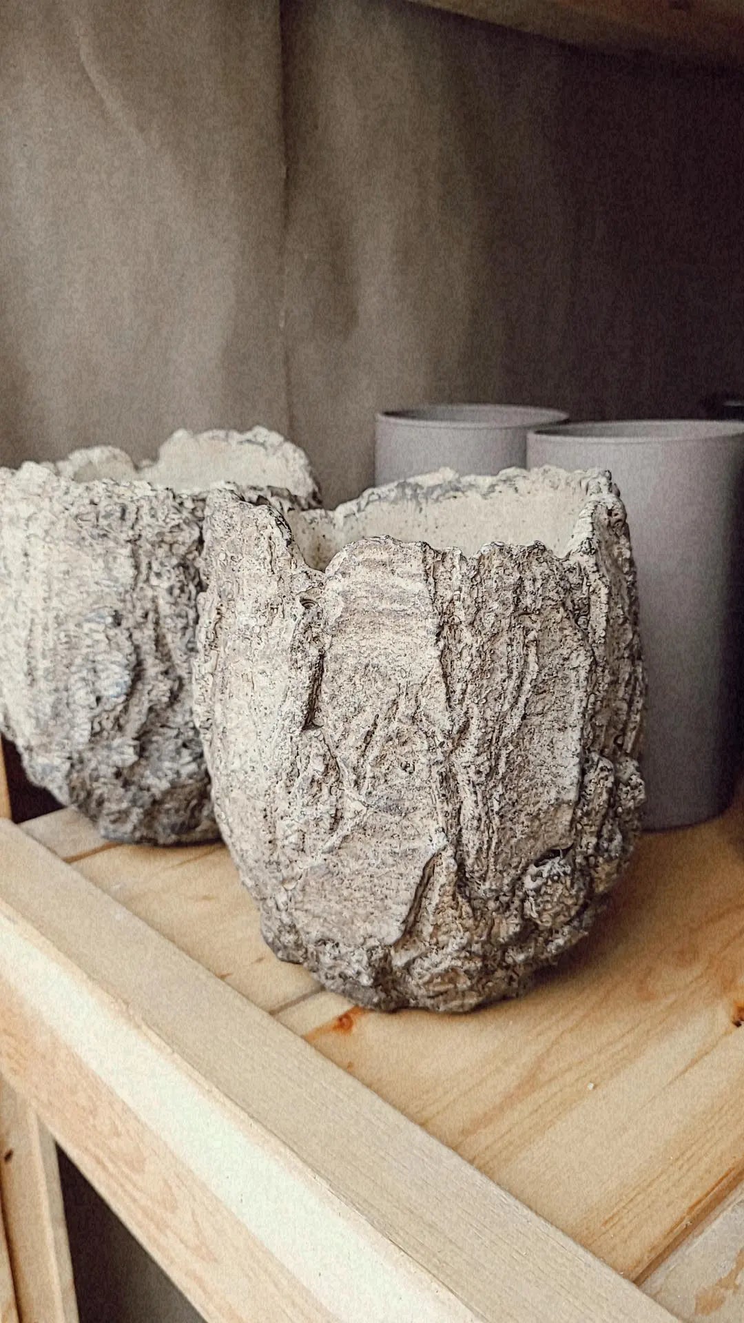 Brown bark Cement vase